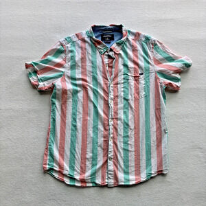 Chubbies Men's Short Sleeve Button‎ Down Pastel Striped Shirt Size XL Comfort